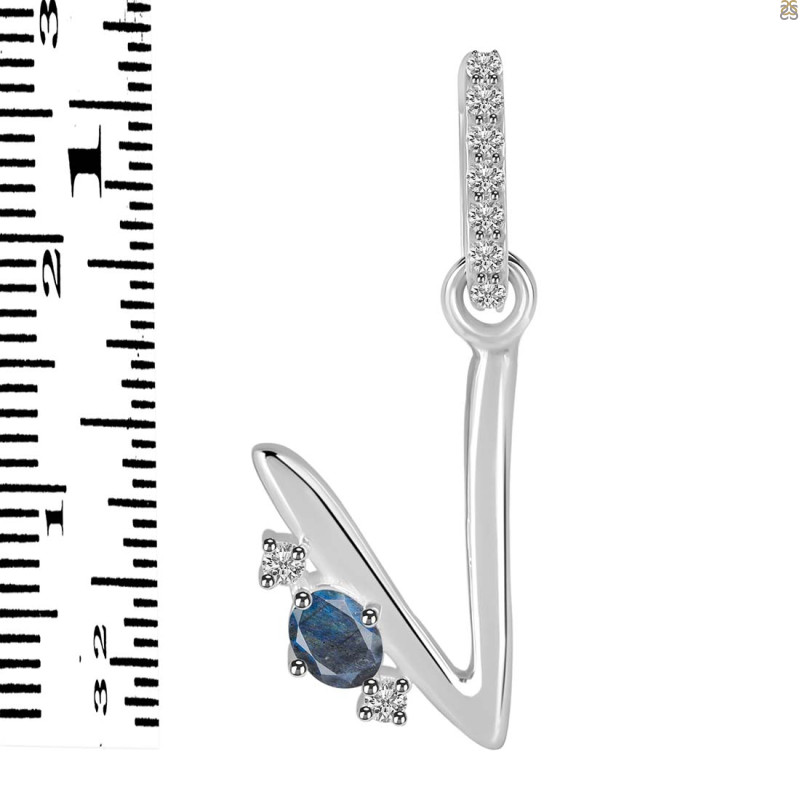 Labradorite & White Topaz Alphabet V Pendant LBD-RDA-48.