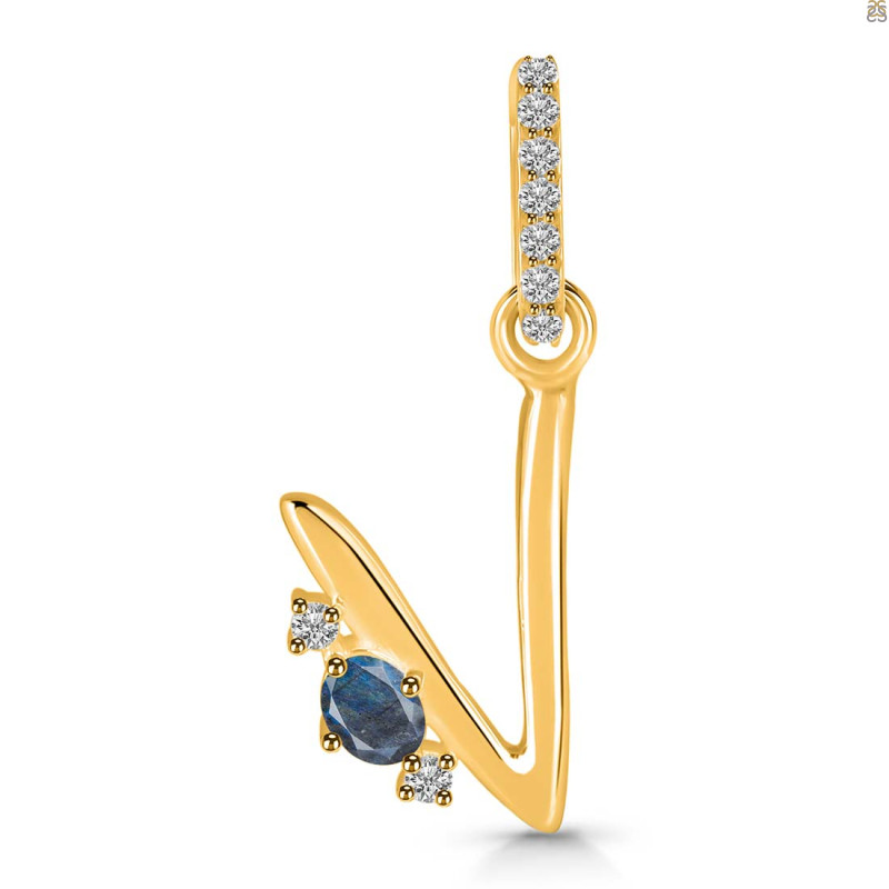 Labradorite & White Topaz Alphabet V Pendant LBD-RDA-48.