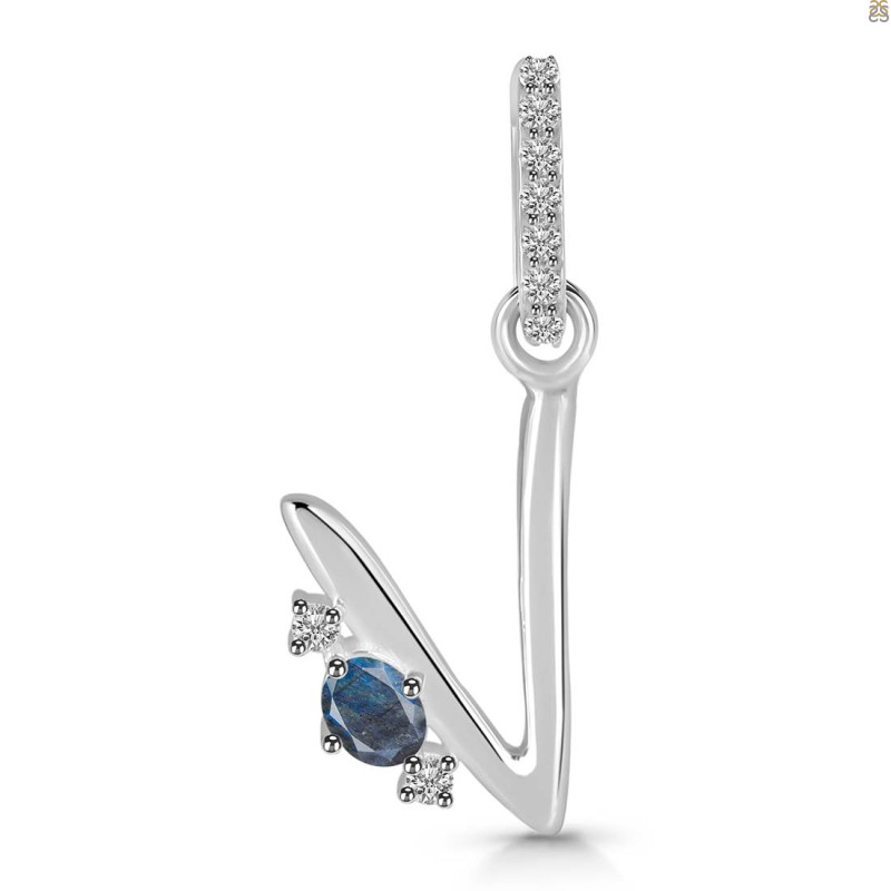 Labradorite & White Topaz Alphabet V Pendant LBD-RDA-48.