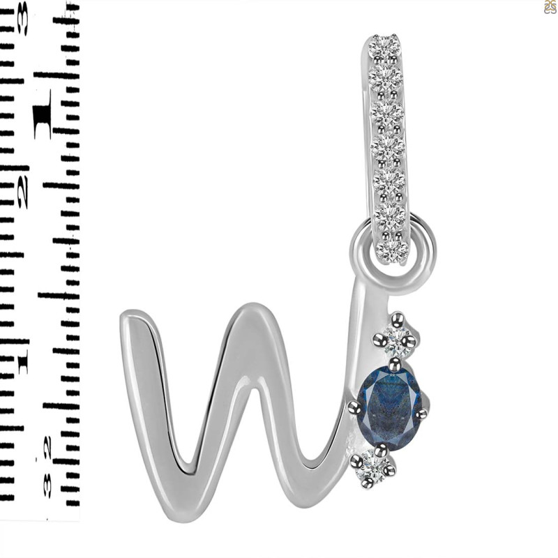 Labradorite & White Topaz Alphabet W Pendant LBD-RDA-49.
