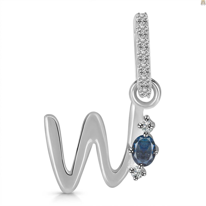 Labradorite & White Topaz Alphabet W Pendant LBD-RDA-49.