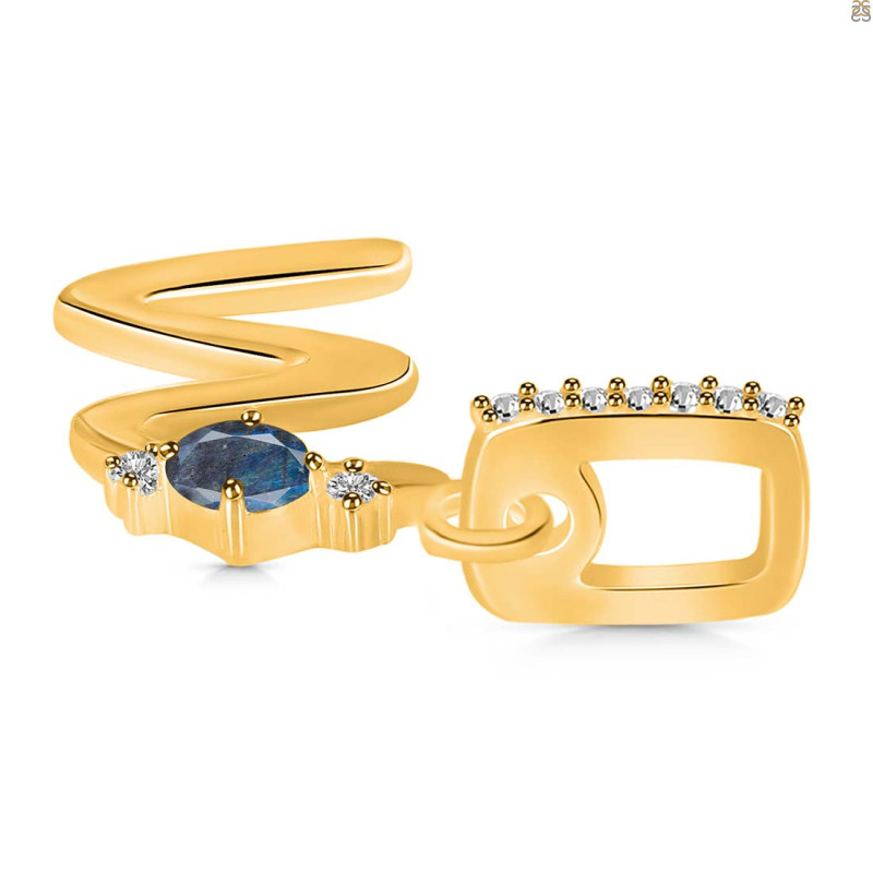 Labradorite & White Topaz Alphabet W Pendant LBD-RDA-49.