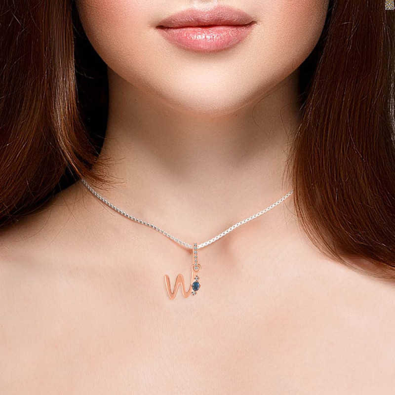 Labradorite & White Topaz Alphabet W Pendant LBD-RDA-49.