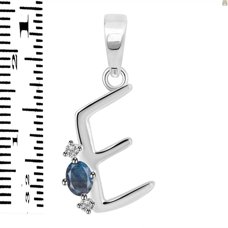 Labradorite & White Topaz Alphabet E Pendant LBD-RDA-5.