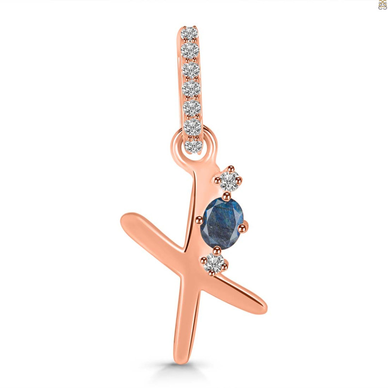 Labradorite & White Topaz Alphabet X Pendant LBD-RDA-50.
