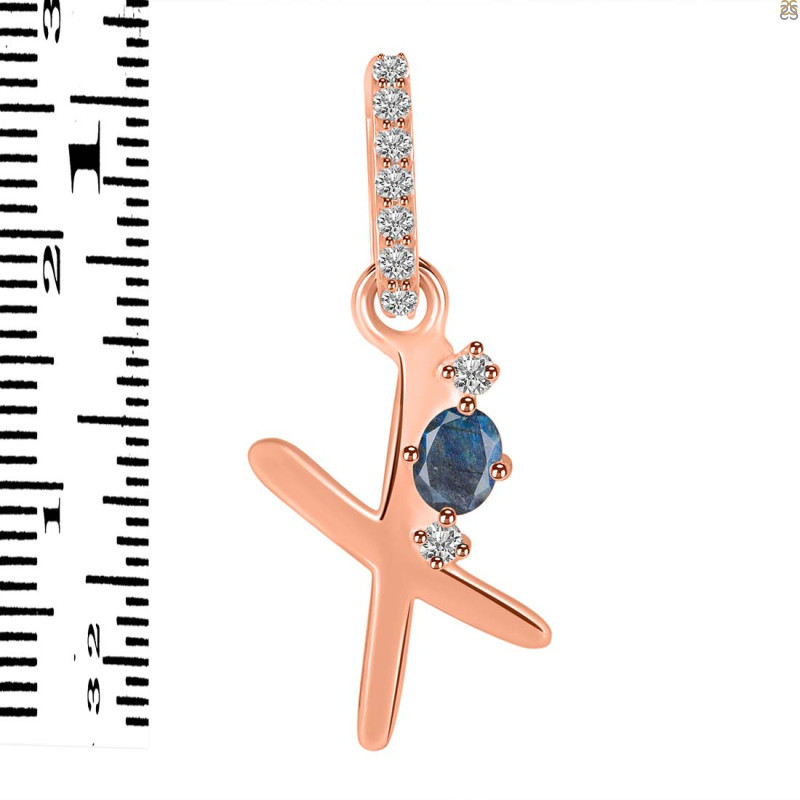 Labradorite & White Topaz Alphabet X Pendant LBD-RDA-50.