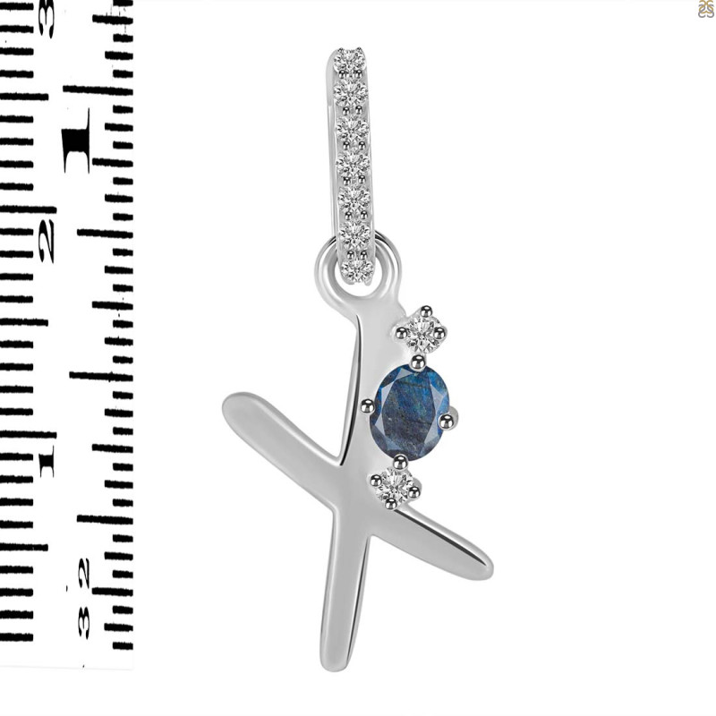 Labradorite & White Topaz Alphabet X Pendant LBD-RDA-50.