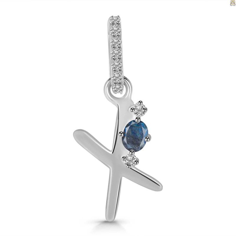 Labradorite & White Topaz Alphabet X Pendant LBD-RDA-50.