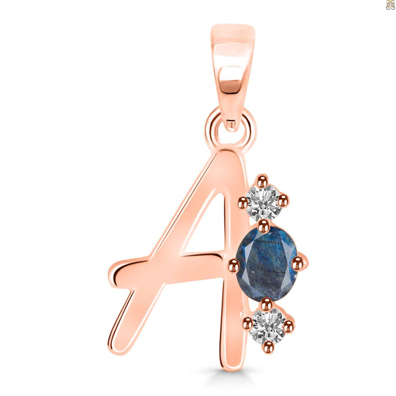 Labradorite & White Topaz Alphabet A Pendant LBD-RDA-53.