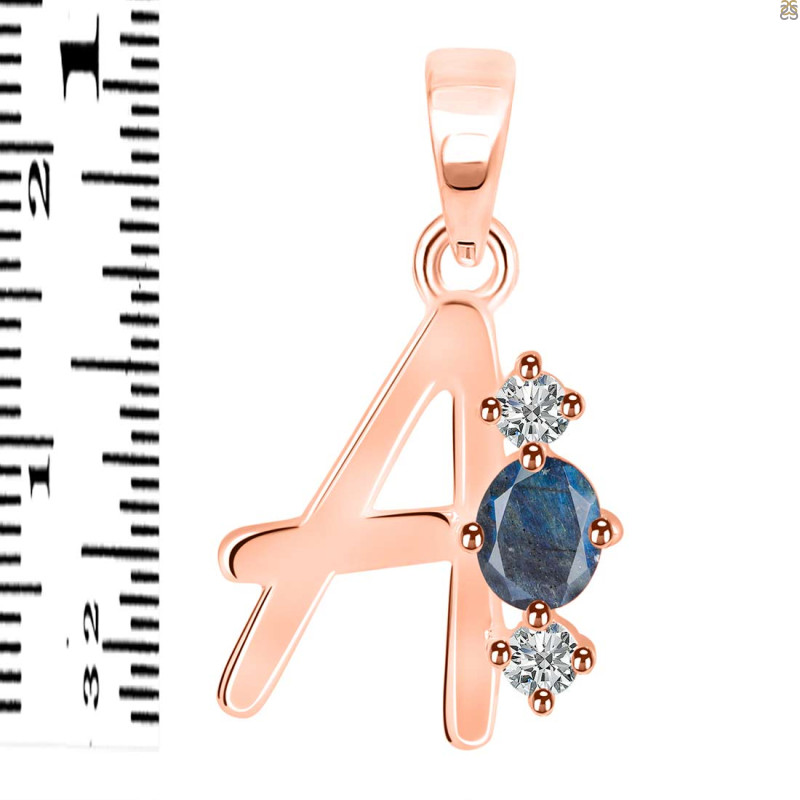 Labradorite & White Topaz Alphabet A Pendant LBD-RDA-53.