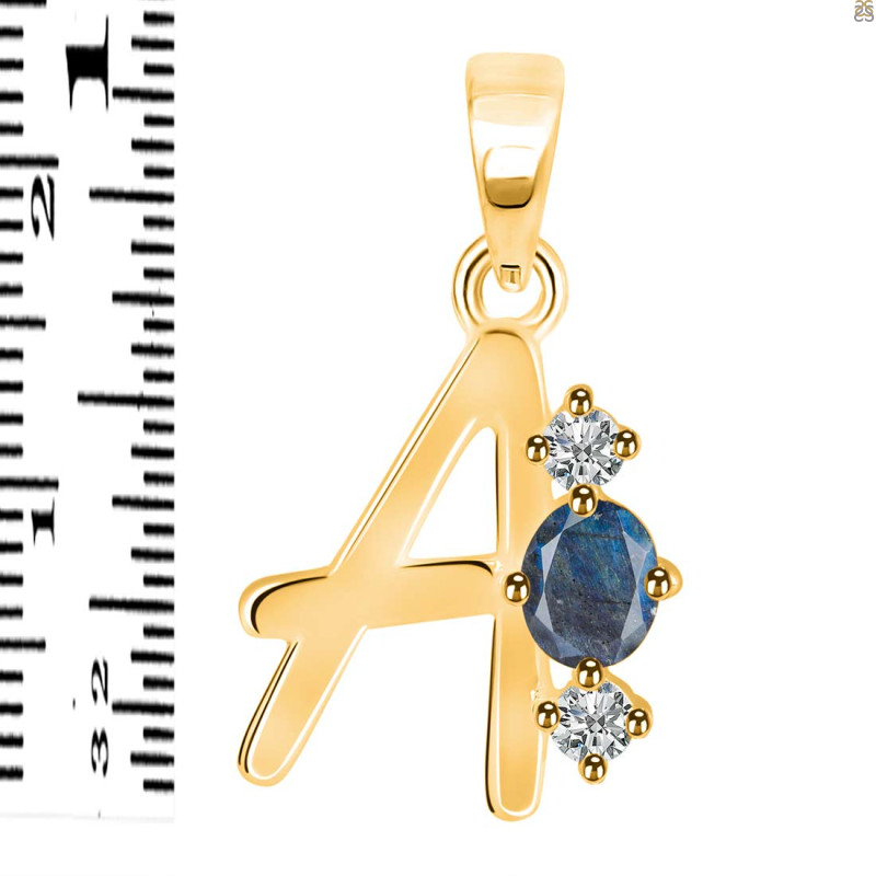 Labradorite & White Topaz Alphabet A Pendant LBD-RDA-53.