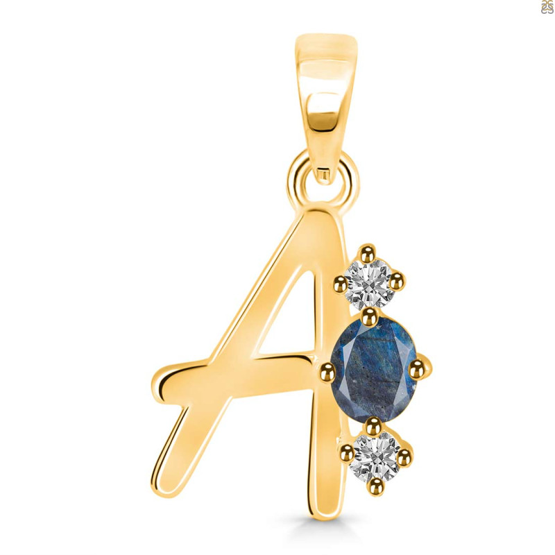 Labradorite & White Topaz Alphabet A Pendant LBD-RDA-53.