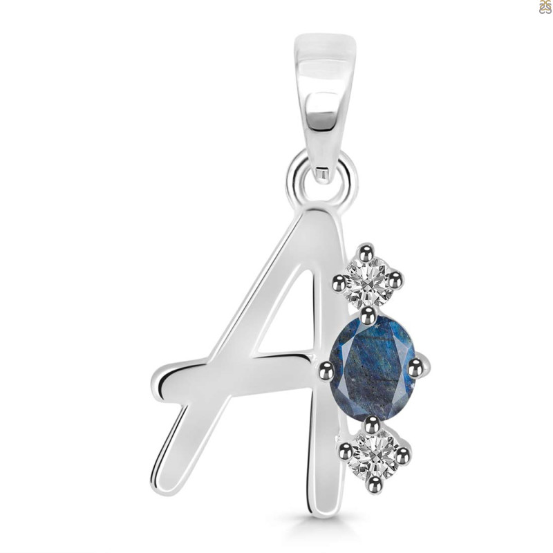 Labradorite & White Topaz Alphabet A Pendant LBD-RDA-53.