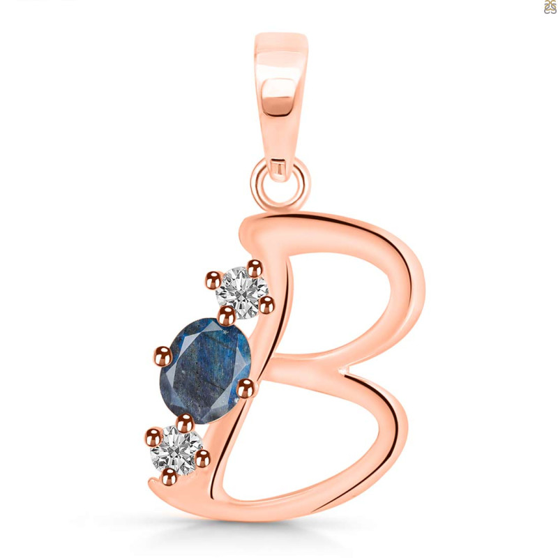 Labradorite & White Topaz Alphabet B Pendant LBD-RDA-54.