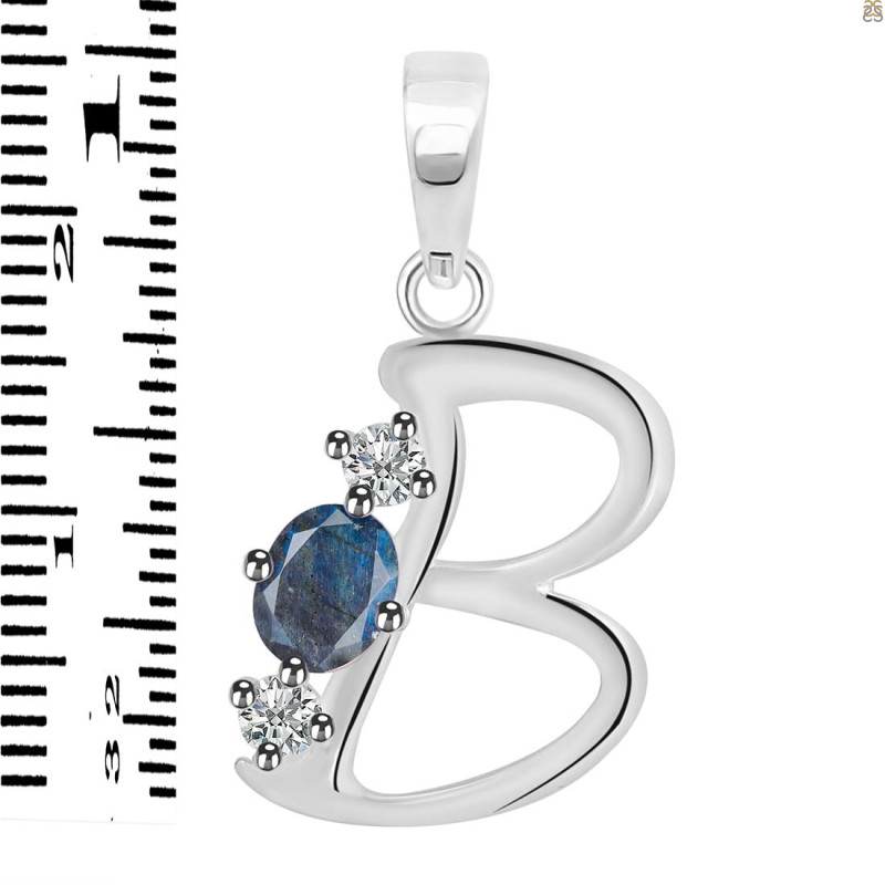 Labradorite & White Topaz Alphabet B Pendant LBD-RDA-54.