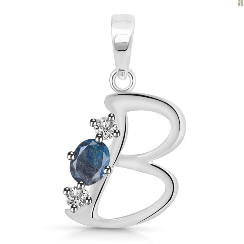 Labradorite & White Topaz Alphabet B Pendant LBD-RDA-54.