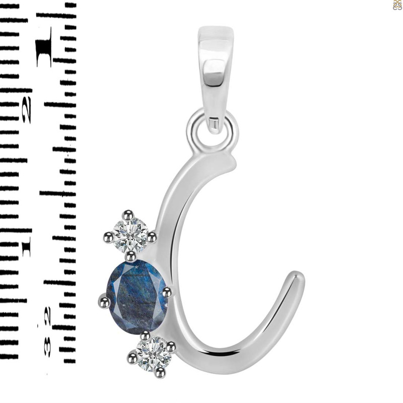 Labradorite & White Topaz Alphabet C Pendant LBD-RDA-55.