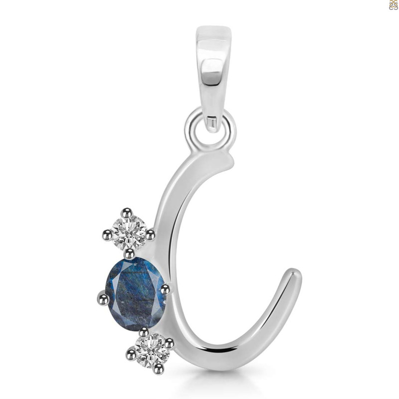Labradorite & White Topaz Alphabet C Pendant LBD-RDA-55.