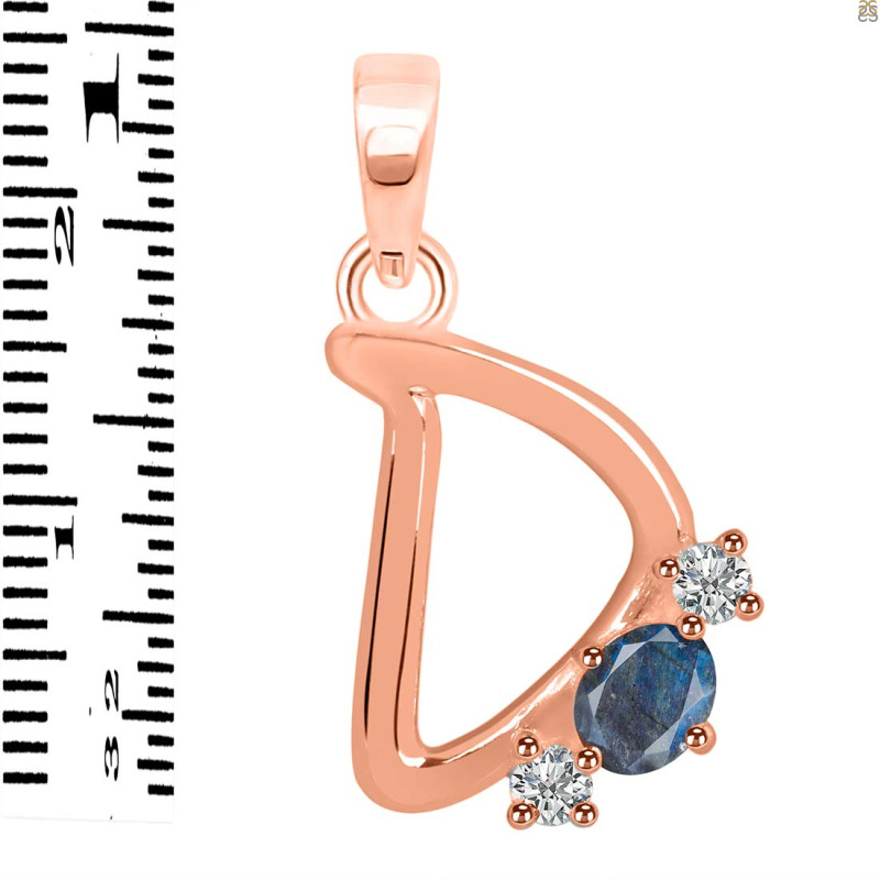Labradorite & White Topaz Alphabet D Pendant LBD-RDA-56.