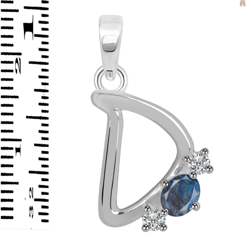 Labradorite & White Topaz Alphabet D Pendant LBD-RDA-56.