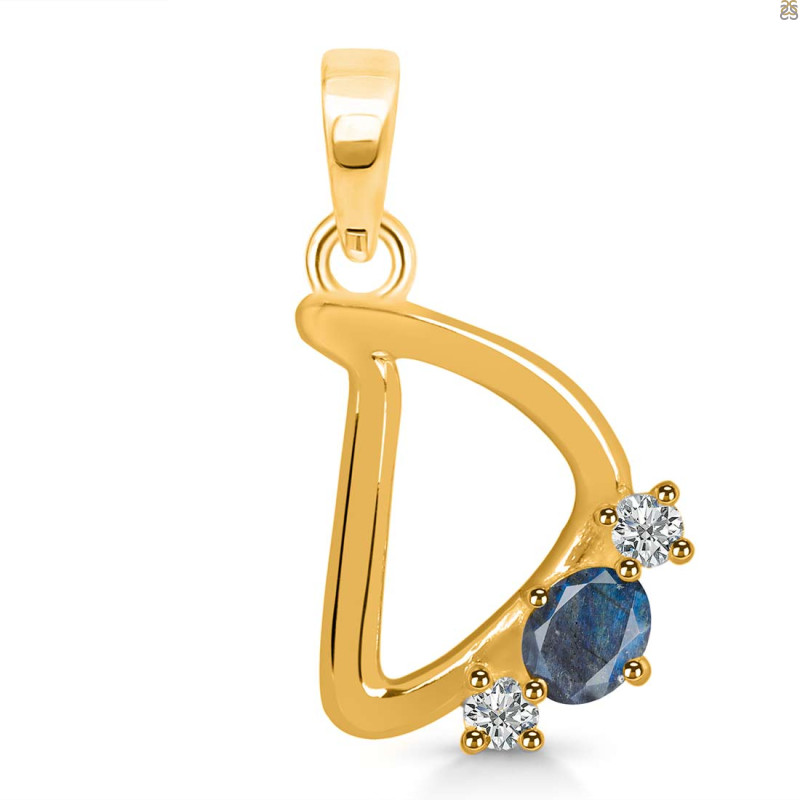 Labradorite & White Topaz Alphabet D Pendant LBD-RDA-56.
