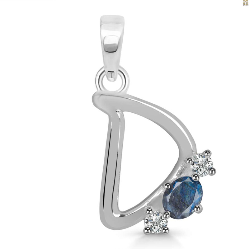 Labradorite & White Topaz Alphabet D Pendant LBD-RDA-56.
