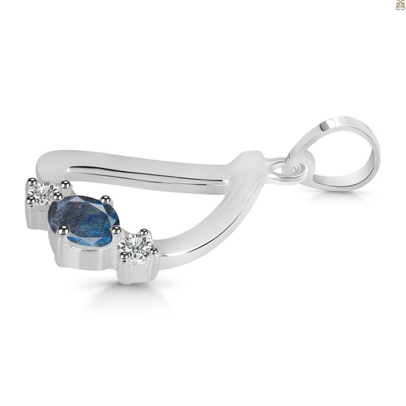 Labradorite & White Topaz Alphabet D Pendant