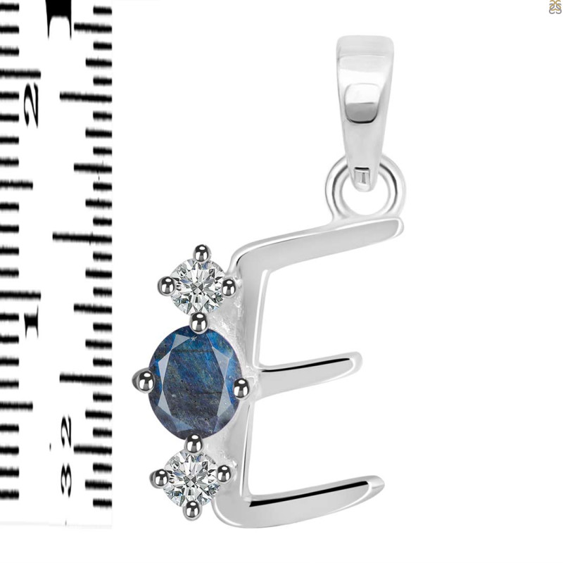 Labradorite & White Topaz Alphabet E Pendant LBD-RDA-57.