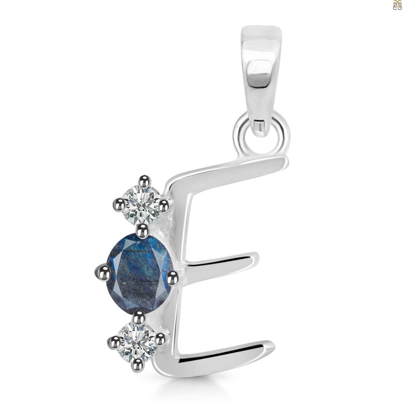 Labradorite & White Topaz Alphabet E Pendant LBD-RDA-57.