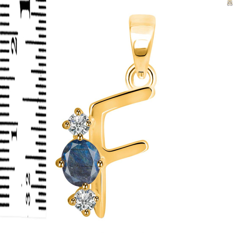 Labradorite & White Topaz Alphabet F Pendant LBD-RDA-58.