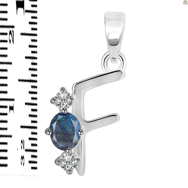 Labradorite & White Topaz Alphabet F Pendant LBD-RDA-58.