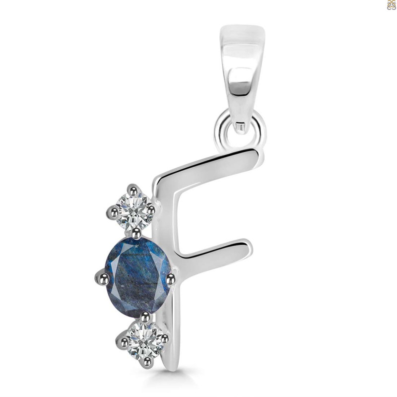 Labradorite & White Topaz Alphabet F Pendant LBD-RDA-58.