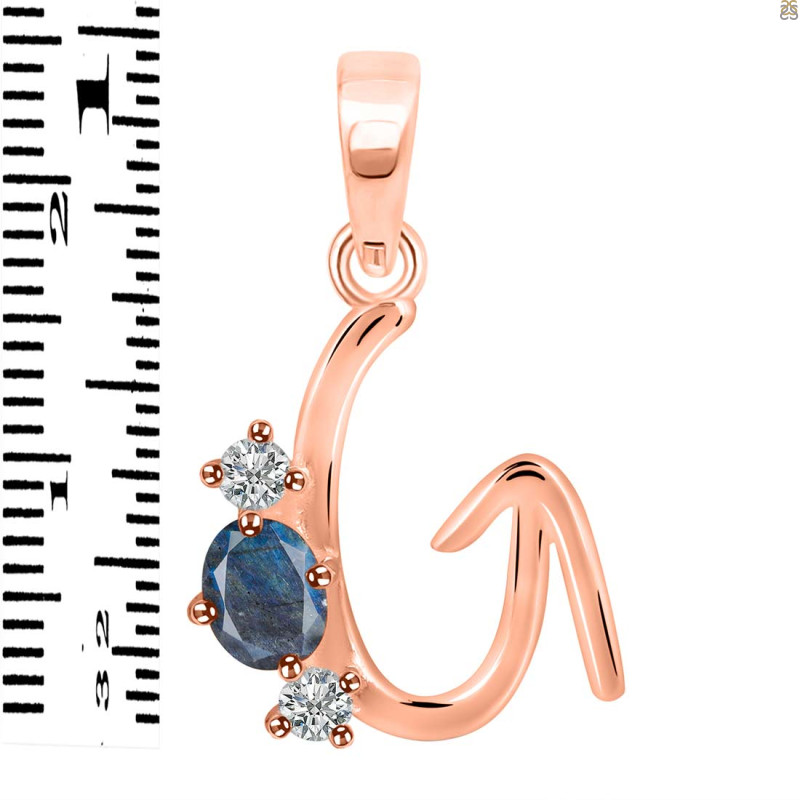 Labradorite & White Topaz Alphabet G Pendant LBD-RDA-59.