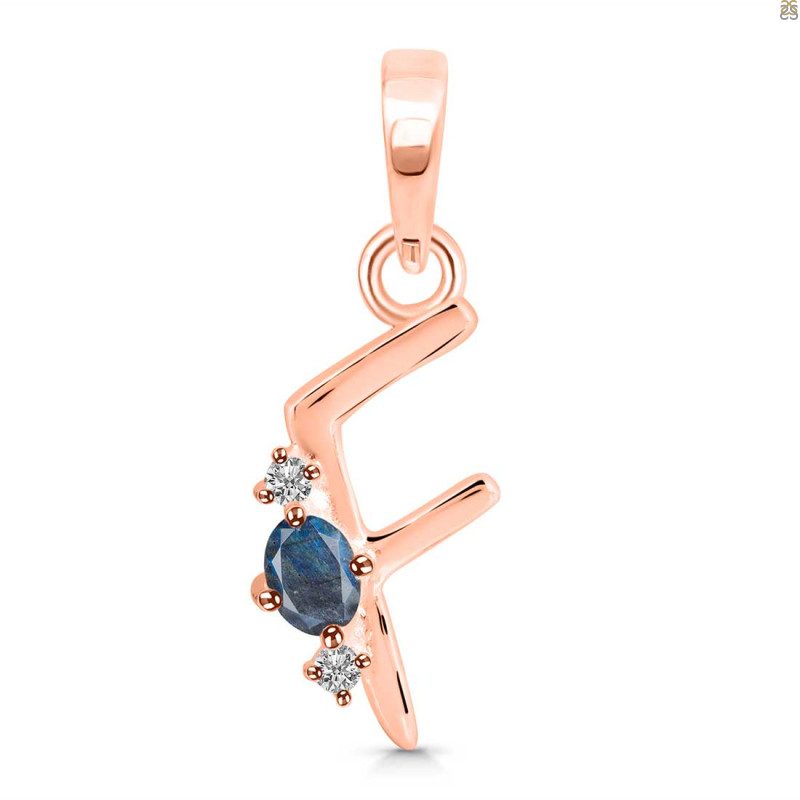 Labradorite & White Topaz Alphabet F Pendant LBD-RDA-6.