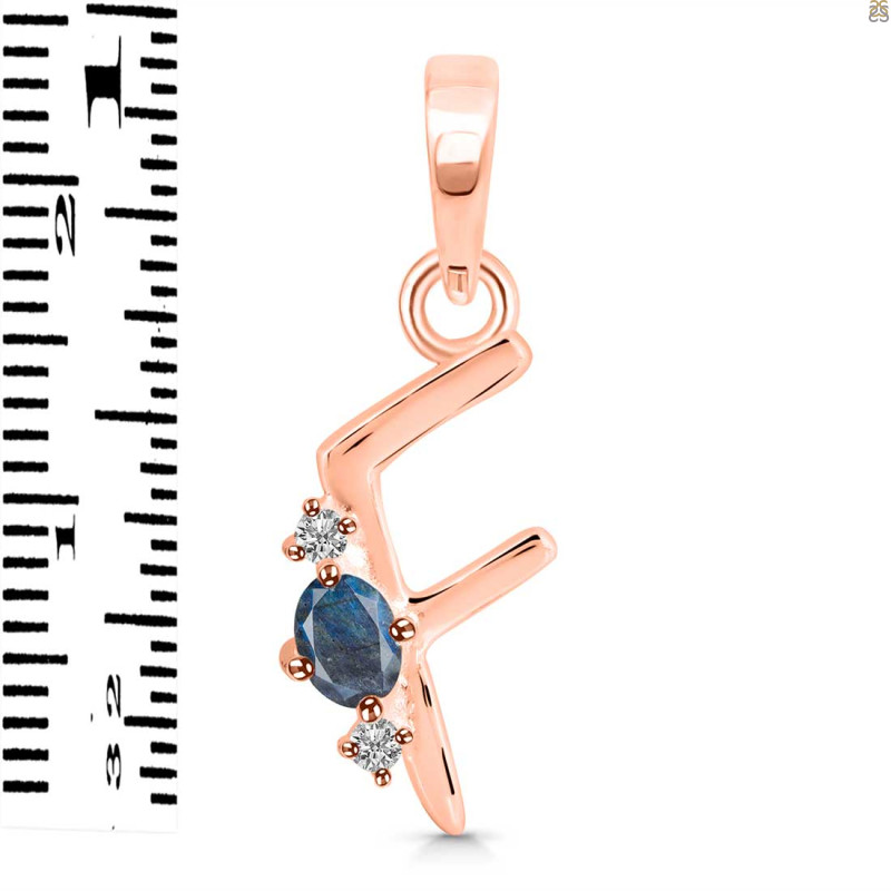Labradorite & White Topaz Alphabet F Pendant LBD-RDA-6.
