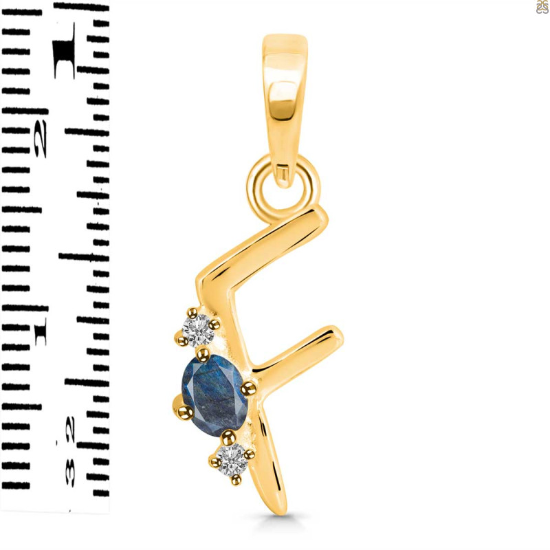 Labradorite & White Topaz Alphabet F Pendant LBD-RDA-6.
