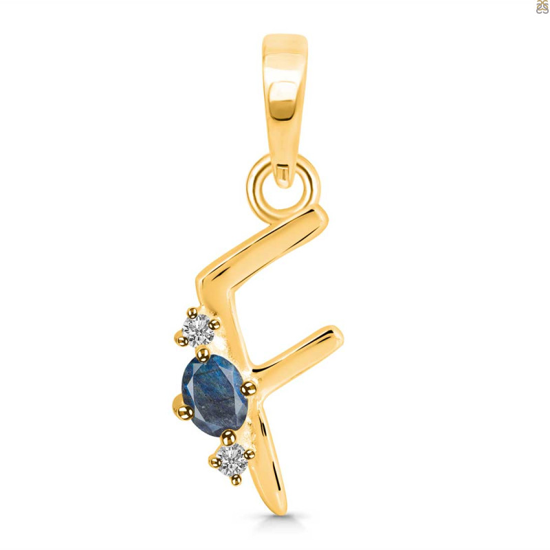 Labradorite & White Topaz Alphabet F Pendant LBD-RDA-6.