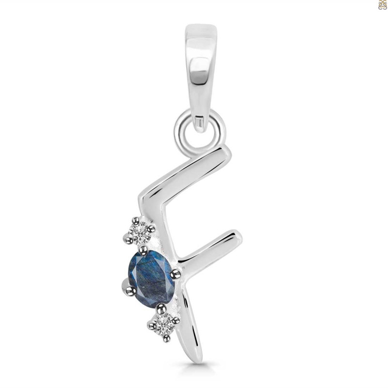 Labradorite & White Topaz Alphabet F Pendant LBD-RDA-6.