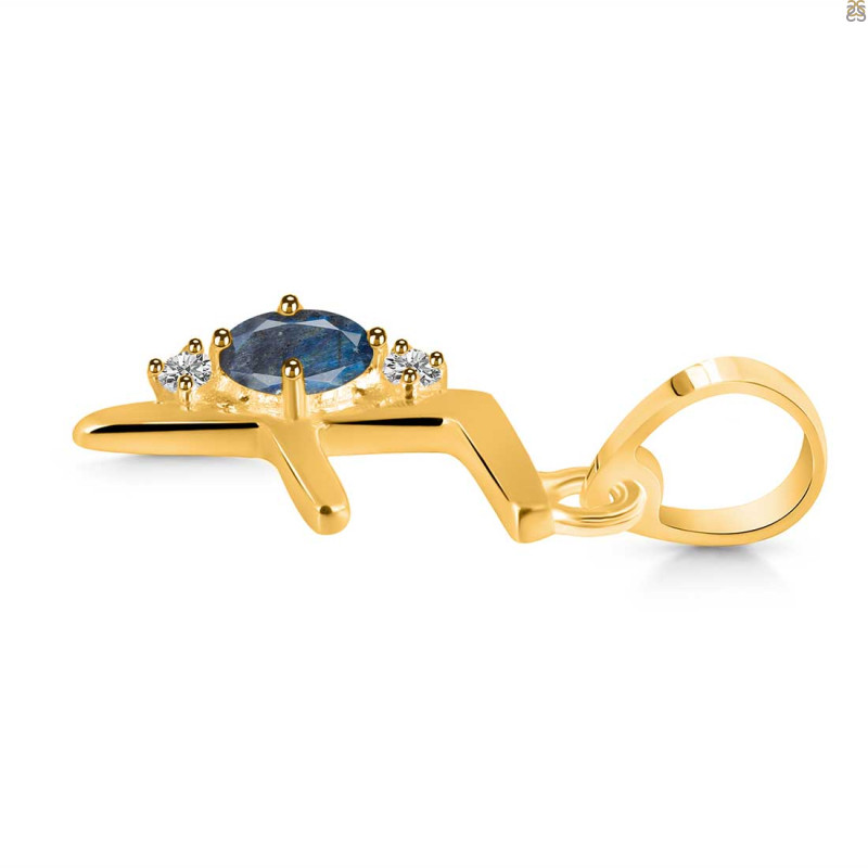 Labradorite & White Topaz Alphabet F Pendant LBD-RDA-6.