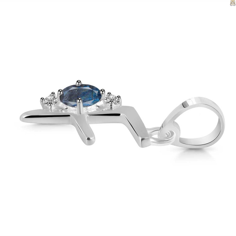 Labradorite & White Topaz Alphabet F Pendant