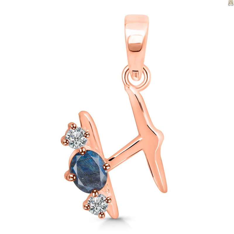 Labradorite & White Topaz Alphabet H Pendant LBD-RDA-60.
