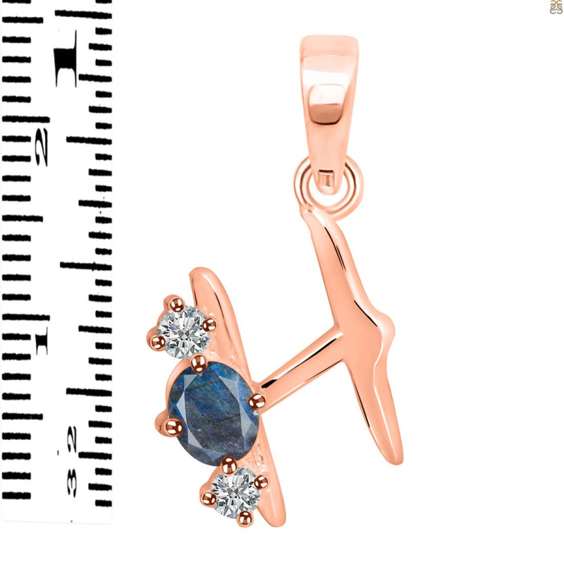 Labradorite & White Topaz Alphabet H Pendant LBD-RDA-60.
