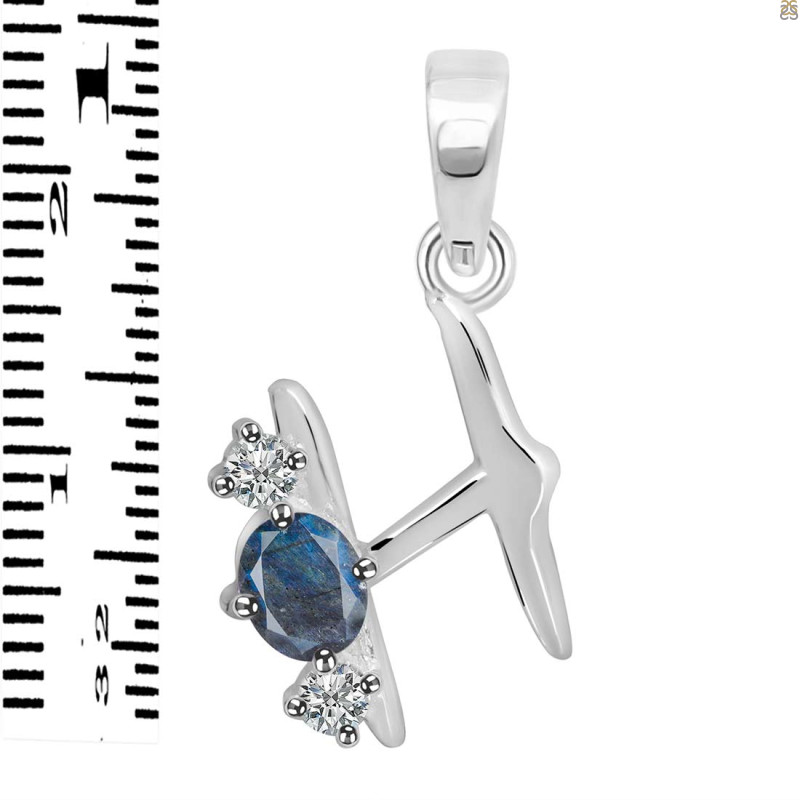 Labradorite & White Topaz Alphabet H Pendant LBD-RDA-60.