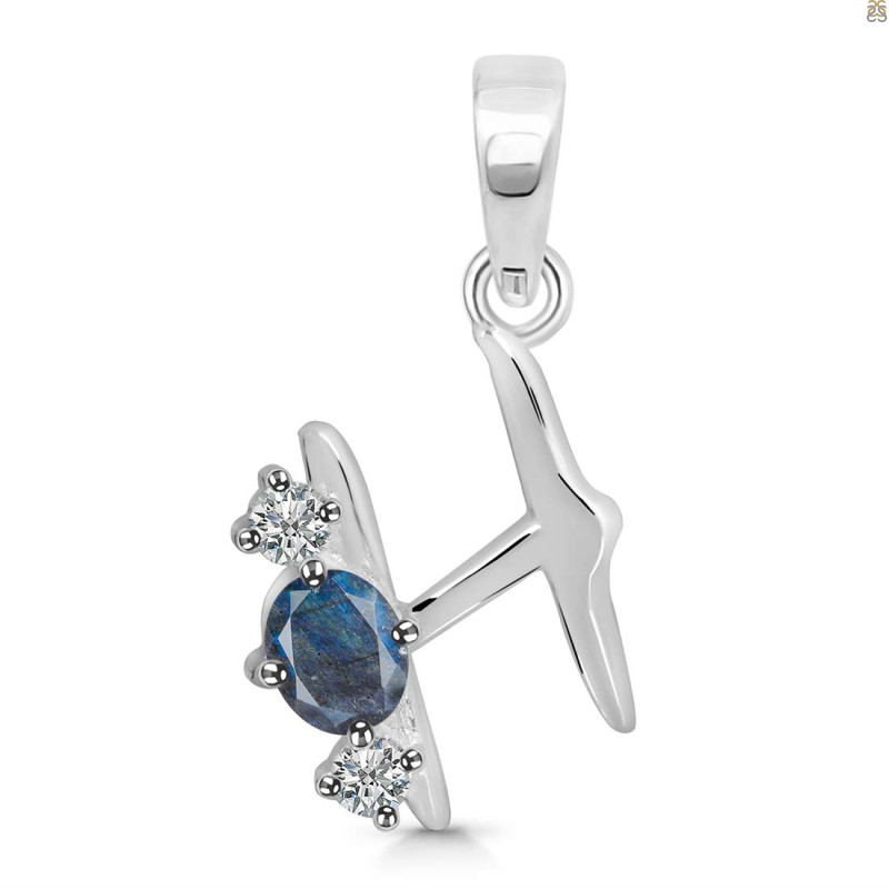 Labradorite & White Topaz Alphabet H Pendant LBD-RDA-60.