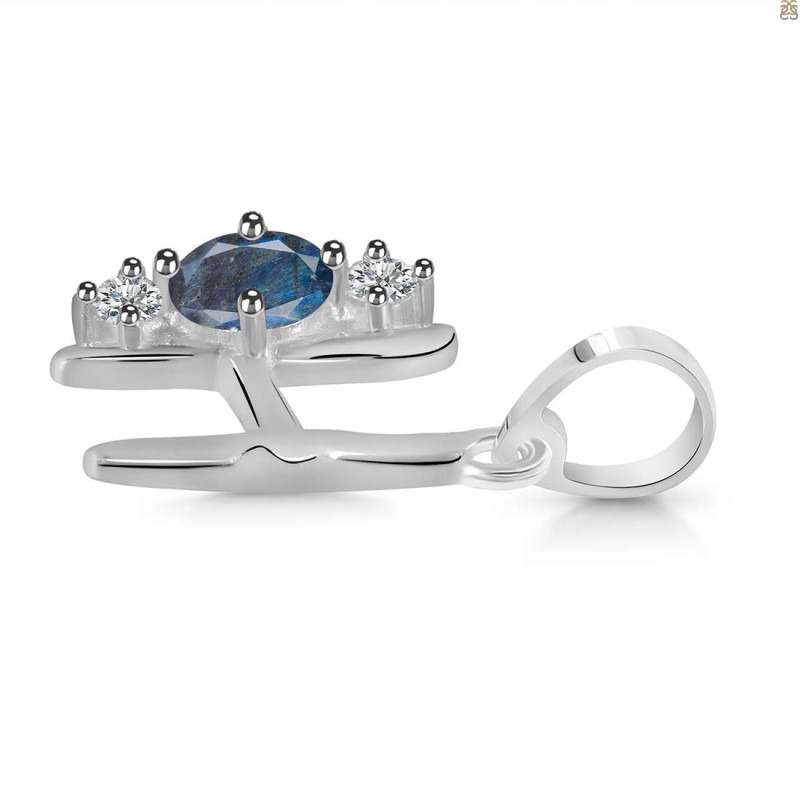 Labradorite & White Topaz Alphabet H Pendant