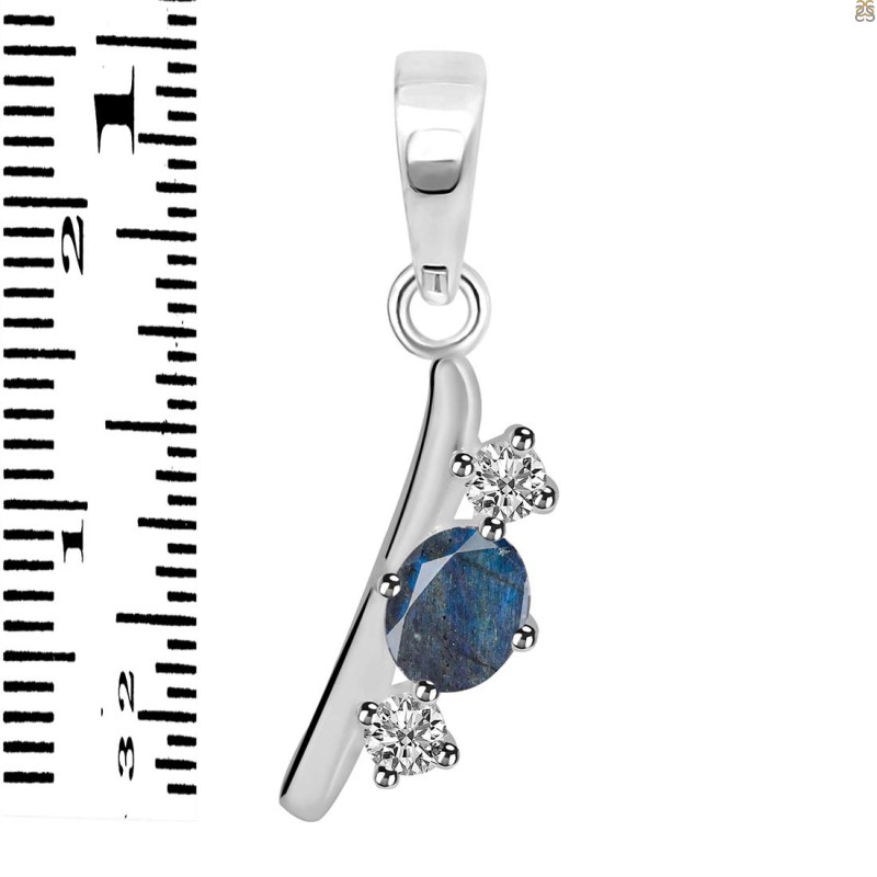 Labradorite & White Topaz Alphabet I Pendant LBD-RDA-61.