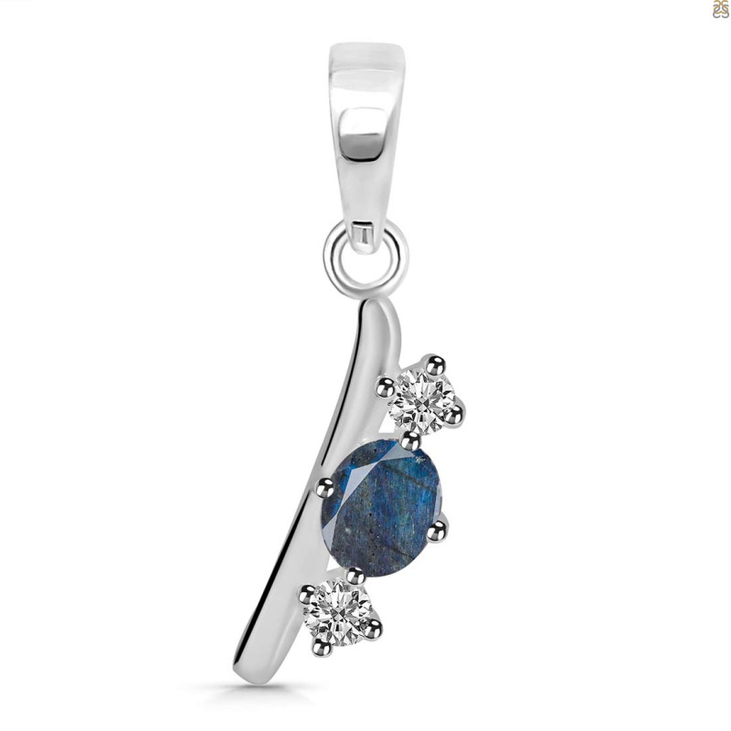 Labradorite & White Topaz Alphabet I Pendant LBD-RDA-61.