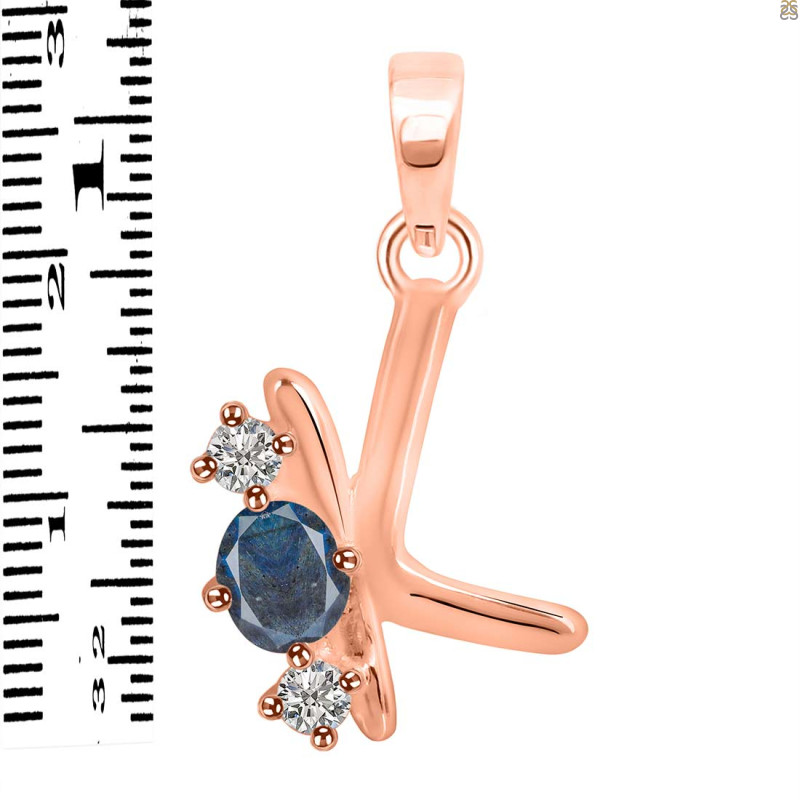 Labradorite & White Topaz Alphabet K Pendant LBD-RDA-63.