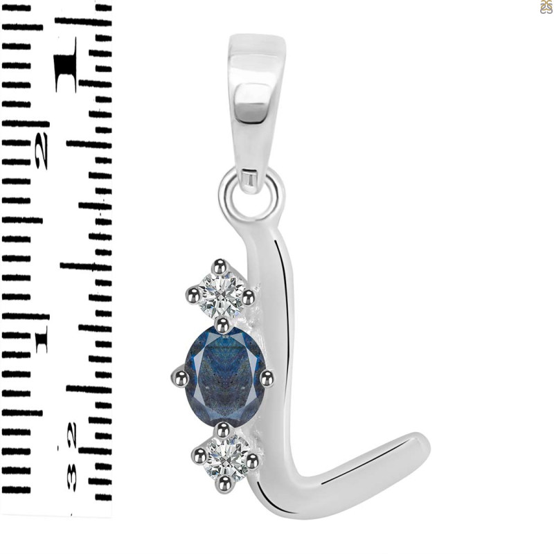 Labradorite & White Topaz Alphabet L Pendant LBD-RDA-64.