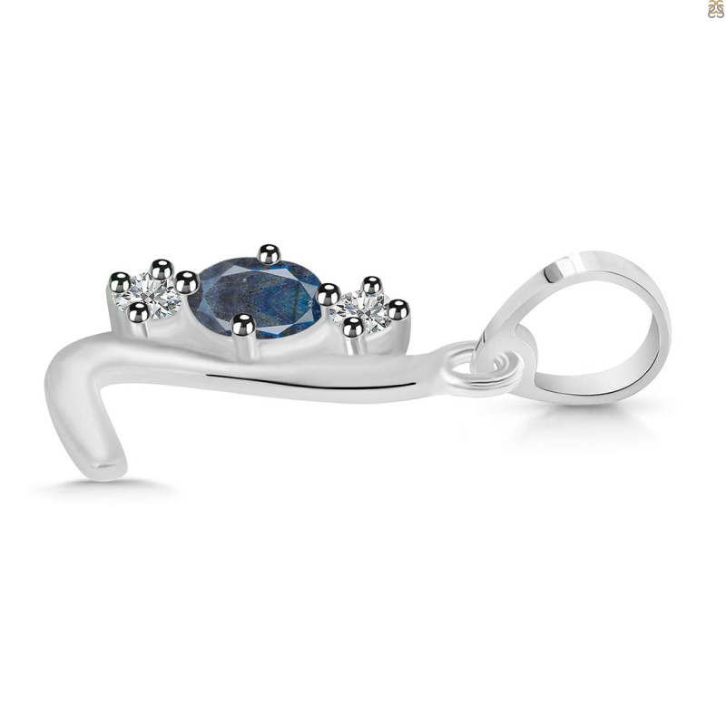 Labradorite & White Topaz Alphabet L Pendant